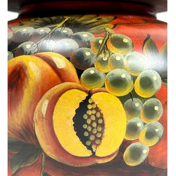 Colorful Fruit Design Pottery Ginger Jar Accent Piece-Nice! - Picture 2 of 9